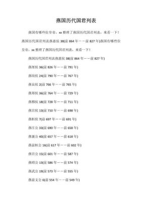 春秋战国时期燕国国君列表：燕惠侯是第一位国君,春秋战国时期燕国现在是什么城市?