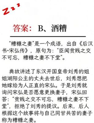 成语糟糠之妻的主人公指谁,成语糟糠之妻的糟糠指的是啥
